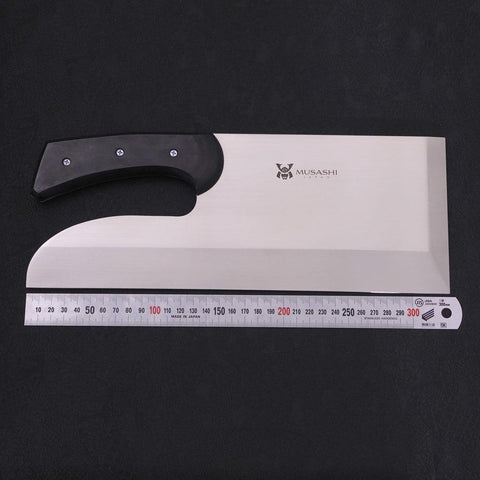 Menkiri (Noodle Knife) Molybdenum Polished Black Cherry Handle 330mm-[Musashi]-[Japanese-Kitchen-Knives]