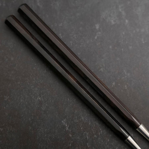 Moribashi Chopsticks Stainless Ebony Handle 180mm with Ebony Sheath and Storage Pouch (7”)-[Musashi]-[Japanese-Kitchen-Knives]