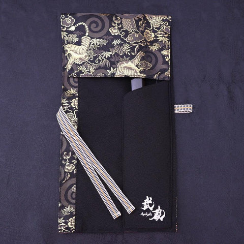 Musashi Japanese Style Kitchen Knife Roll Gold Dragon Tora(Tiger) 1 Pocket Handmade-[Musashi]-[Japanese-Kitchen-Knives]