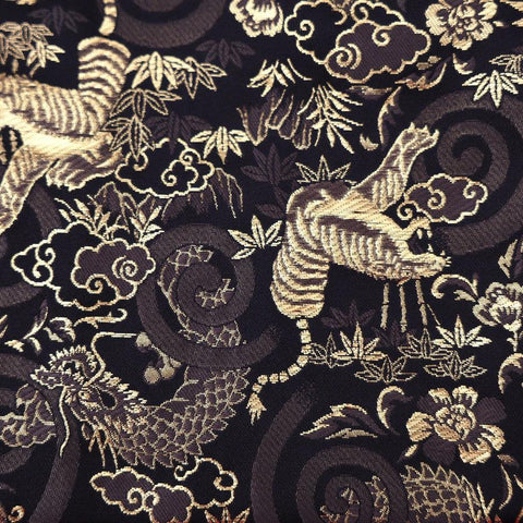 Musashi Japanese Style Kitchen Knife Roll Gold Dragon Tora(Tiger) 1 Pocket Handmade-[Musashi]-[Japanese-Kitchen-Knives]