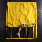 Musashi Japanese Style Kitchen Knife Roll Navy Golden Dargon 4 Pockets Handmade-[Musashi]-[Japanese-Kitchen-Knives]