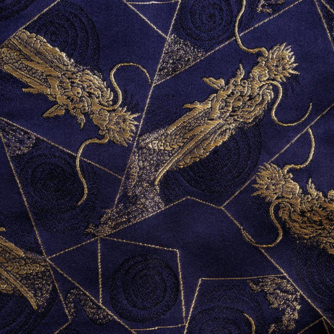 Musashi Japanese Style Kitchen Knife Roll Navy Golden Dragon 1 Pocket Handmade-[Musashi]-[Japanese-Kitchen-Knives]