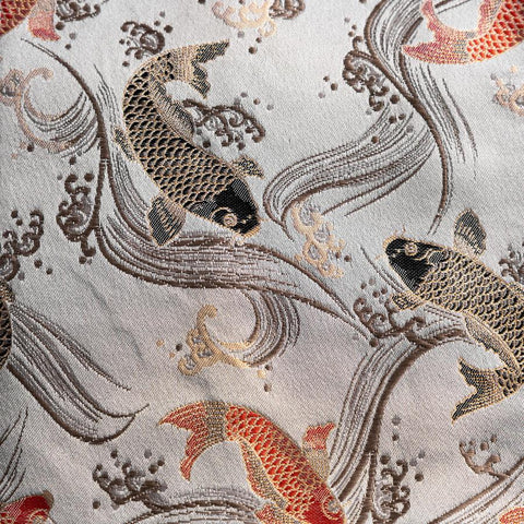 Musashi Japanese Style Kitchen Knife Roll White Koi 1 Pocket Handmade-[Musashi]-[Japanese-Kitchen-Knives]