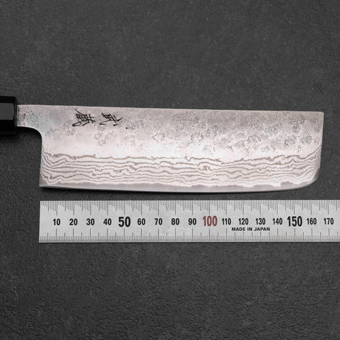 Nakiri 440C Nashiji Damascus Buffalo Bubinga Handle 165mm (6.5”)-[Musashi]-[Japanese-Kitchen-Knives]