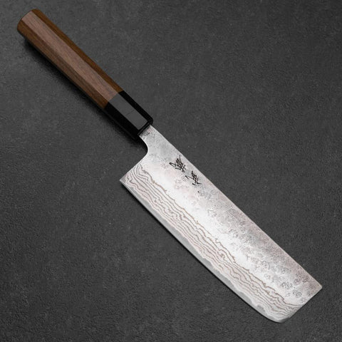 Nakiri 440C Nashiji Damascus Buffalo Bubinga Handle 165mm (6.5”)-[Musashi]-[Japanese-Kitchen-Knives]