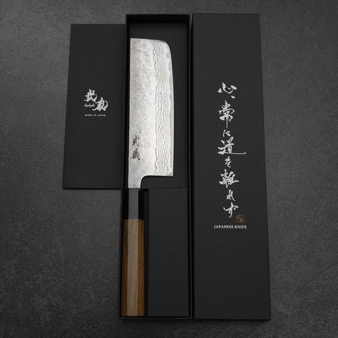 Nakiri 440C Nashiji Damascus Buffalo Bubinga Handle 165mm-[Musashi]-[Japanese-Kitchen-Knives]
