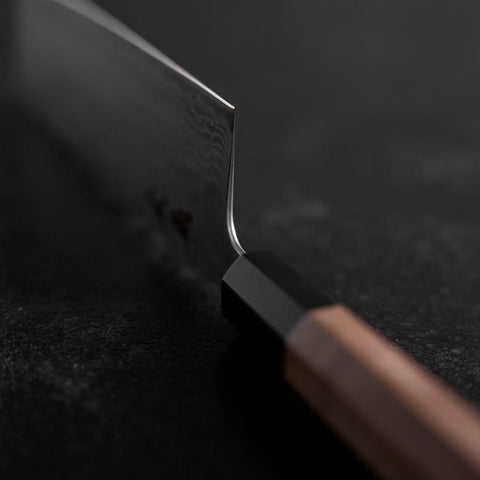 Nakiri 440C Nashiji Damascus Buffalo Walnut Handle 165mm-[Musashi]-[Japanese-Kitchen-Knives]