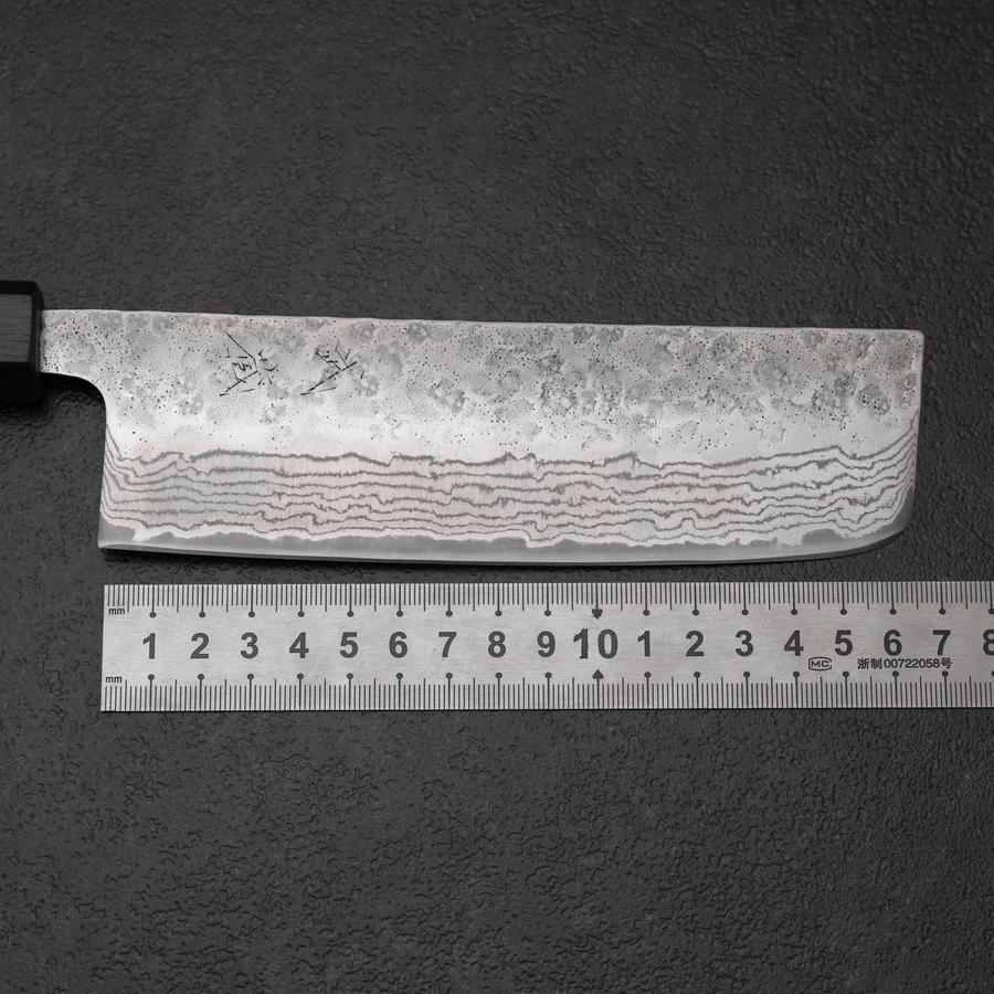 Nakiri 440C Nashiji Damascus Purple Urushi Handle 165mm (6.5