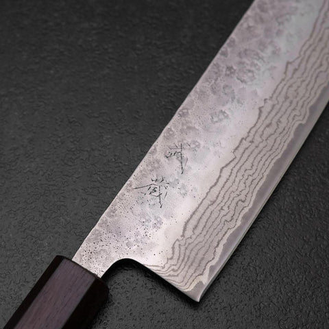 Nakiri 440C Nashiji Damascus Purple Urushi Handle 165mm-[Musashi]-[Japanese-Kitchen-Knives]