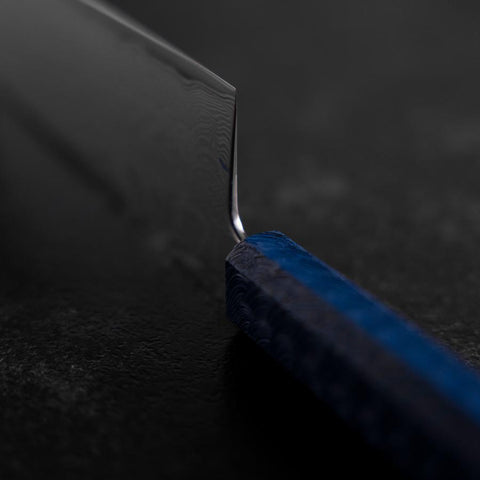 Nakiri AUS-10 Damascus Blue Urushi Handle 165mm-[Musashi]-[Japanese-Kitchen-Knives]