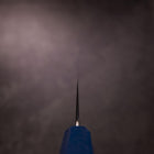 Nakiri AUS-10 Damascus Blue Urushi Handle 165mm-[Musashi]-[Japanese-Kitchen-Knives]