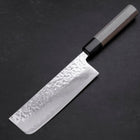 Nakiri AUS-10 Mirror Tsuchime Damascus Buffalo Magnolia Handle 165mm (6.5”)-[Musashi]-[Japanese-Kitchen-Knives]