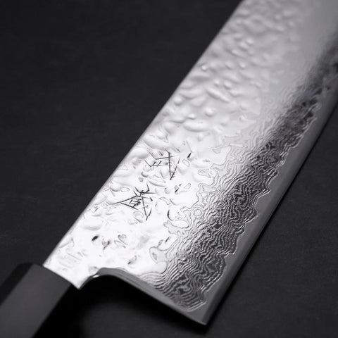 Nakiri AUS-10 Mirror Tsuchime Damascus Buffalo Magnolia Handle 165mm (6.5”)-[Musashi]-[Japanese-Kitchen-Knives]