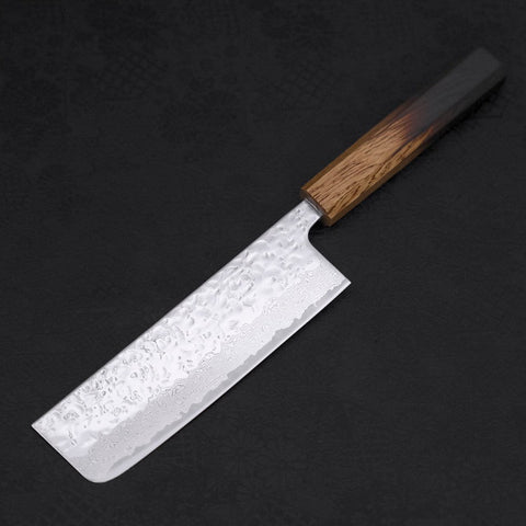 Nakiri AUS-10 Mirror Tsuchime Damascus Yaki Urushi Handle 165mm (6.5”)-[Musashi]-[Japanese-Kitchen-Knives]