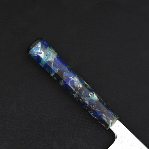Nakiri AUS-10 Nashiji Damascus Ocean Fireworks Handle 165mm (6.5”)-[Musashi]-[Japanese-Kitchen-Knives]