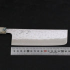 Nakiri AUS-10 Nashiji Damascus Ocean White Mix Handle 165mm (6.5”)-[Musashi]-[Japanese-Kitchen-Knives]