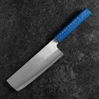 Nakiri AUS-10 Polished Blue Urushi Handle 170mm-[Musashi]-[Japanese-Kitchen-Knives]