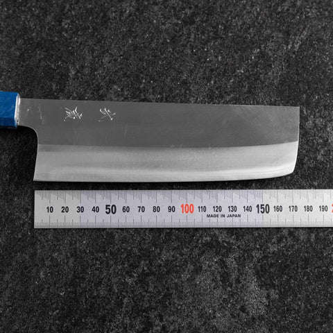 Nakiri AUS-10 Polished Blue Urushi Handle 170mm-[Musashi]-[Japanese-Kitchen-Knives]