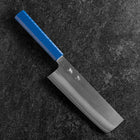 Nakiri AUS-10 Polished Blue Urushi Handle 170mm-[Musashi]-[Japanese-Kitchen-Knives]