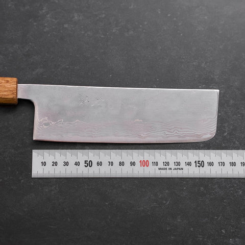 Nakiri AUS-10 Polished Nashiji Damascus Yaki Urushi Handle 165mm (6.5”)-[Musashi]-[Japanese-Kitchen-Knives]
