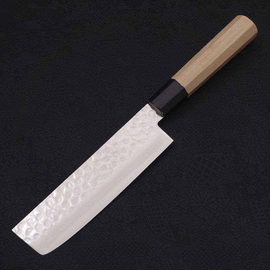 Nakiri AUS-10 Tsuchime Damascus Buffalo Magnolia Handle 165mm-AUS-10-Damascus-Japanese Handle-[Musashi]-[Japanese-Kitchen-Knives]