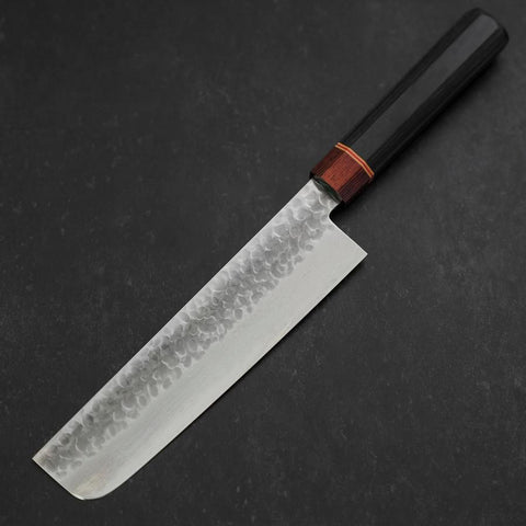 Nakiri AUS-10 Tsuchime Damascus Cherry Handle 180mm (7”)-[Musashi]-[Japanese-Kitchen-Knives]