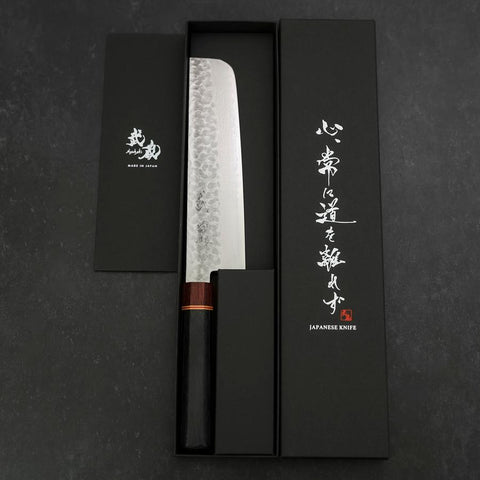 Nakiri AUS-10 Tsuchime Damascus Cherry Handle 180mm (7”)-[Musashi]-[Japanese-Kitchen-Knives]