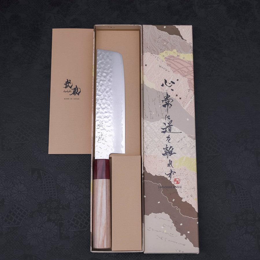 Nakiri AUS-10 Tsuchime Damascus Cherry Wood Handle 165mm (6.5