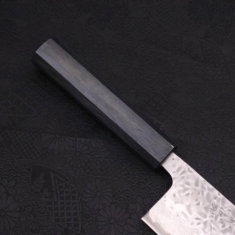 Nakiri AUS-10 Tsuchime Damascus Dark-Blue Urushi Handle 165mm (6.5”)-[Musashi]-[Japanese-Kitchen-Knives]