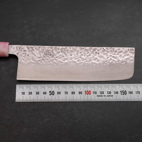 Nakiri AUS-10 Tsuchime Damascus Ocean Sakura Handle 165mm (6.5”)-[Musashi]-[Japanese-Kitchen-Knives]