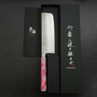 Nakiri AUS-10 Tsuchime Damascus Ocean Sakura Rose Gold Handle 165mm (6.5”)-[Musashi]-[Japanese-Kitchen-Knives]