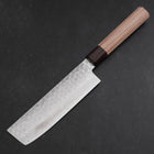 Nakiri AUS-10 Tsuchime Damascus Shitan Walnut Handle 165mm (6.5”)-[Musashi]-[Japanese-Kitchen-Knives]