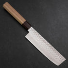 Nakiri AUS-10 Tsuchime Damascus Shitan Walnut Handle 165mm (6.5”)-[Musashi]-[Japanese-Kitchen-Knives]
