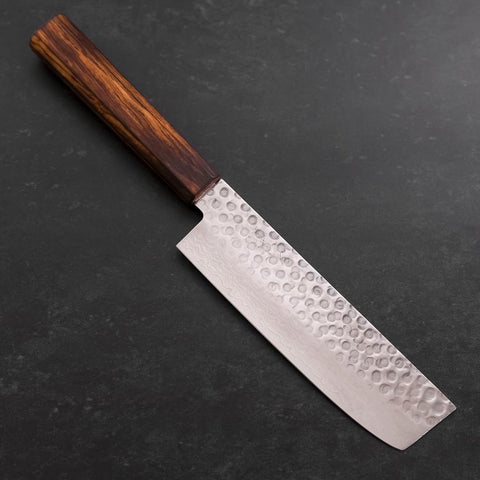 Nakiri AUS-10 Tsuchime Damascus Sumi Urushi Handle 165mm (6.5”)-[Musashi]-[Japanese-Kitchen-Knives]