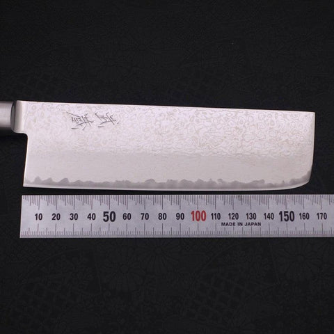 Nakiri AUS-10 Wave Damascus Western Red Handle 165mm (6.5”)-[Musashi]-[Japanese-Kitchen-Knives]