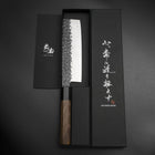 Nakiri AUS-8 Kurouchi Tsuchime Shitan Walnut Handle 170mm-[Musashi]-[Japanese-Kitchen-Knives]