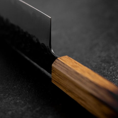 Nakiri AUS-8 Kurouchi Tsuchime Yaki Urushi Handle 170mm-[Musashi]-[Japanese-Kitchen-Knives]
