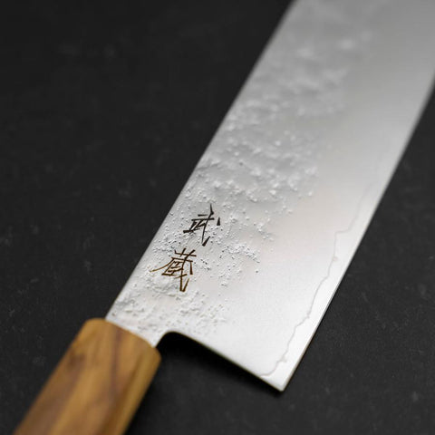 Nakiri AUS-8 Nashiji Olive Handle 165mm (6.5”)-[Musashi]-[Japanese-Kitchen-Knives]