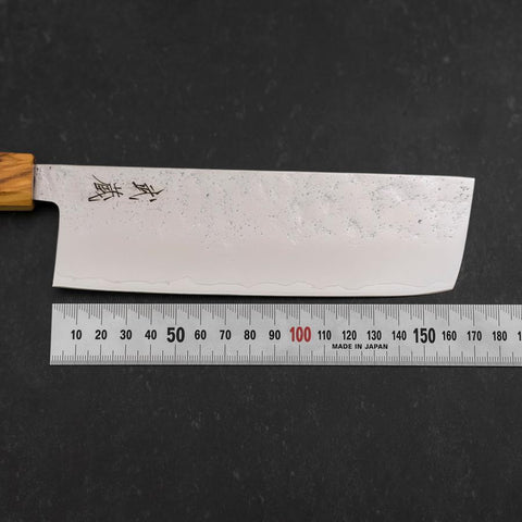 Nakiri AUS-8 Nashiji Olive Handle 165mm (6.5”)-[Musashi]-[Japanese-Kitchen-Knives]