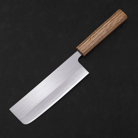 Nakiri AUS-8 Polished Oak Handle 165mm (6.5”)-[Musashi]-[Japanese-Kitchen-Knives]