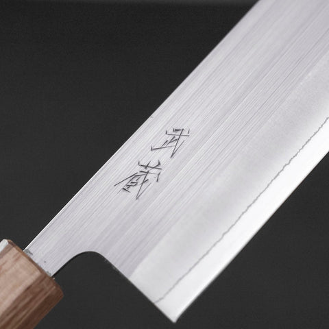 Nakiri AUS-8 Polished Oak Handle 165mm (6.5”)-[Musashi]-[Japanese-Kitchen-Knives]