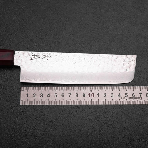 Nakiri AUS-8 Tsuchime Damascus Pakka Handle 165mm-[Musashi]-[Japanese-Kitchen-Knives]