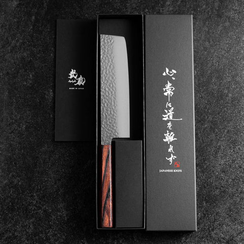 Nakiri AUS-8 Tsuchime Mahogany Handle 165mm (6.5”)-[Musashi]-[Japanese-Kitchen-Knives]