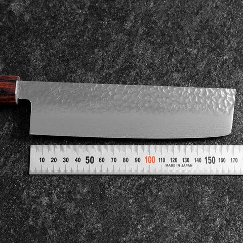 Nakiri AUS-8 Tsuchime Mahogany Handle 165mm-[Musashi]-[Japanese-Kitchen-Knives]