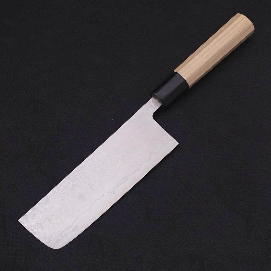 Nakiri Aogami-Super Damascus Buffalo Magnolia Handle 165mm-Aogami Super-Damascus-Japanese Handle-[Musashi]-[Japanese-Kitchen-Knives]
