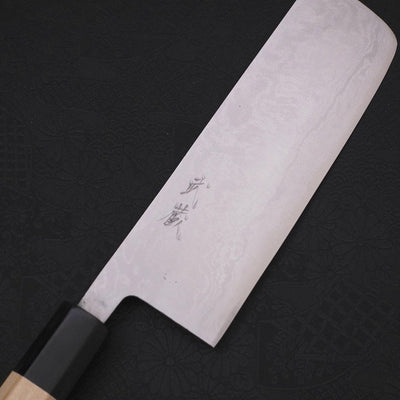 Nakiri Aogami-Super Damascus Buffalo Magnolia Handle 165mm-Aogami Super-Damascus-Japanese Handle-[Musashi]-[Japanese-Kitchen-Knives]