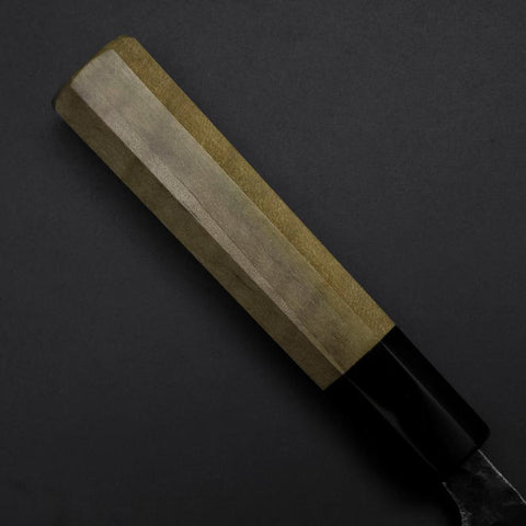 Nakiri Blue Steel #1 Kurouchi Buffalo Magnolia Handle 165mm (6.5”)-[Musashi]-[Japanese-Kitchen-Knives]
