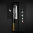 Nakiri Blue Steel #1 Kurouchi Buffalo Magnolia Handle 165mm (6.5”)-[Musashi]-[Japanese-Kitchen-Knives]