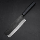 Nakiri Blue Steel #1 Kurouchi Dark Blue Urushi Handle 165mm (6.5”)-[Musashi]-[Japanese-Kitchen-Knives]
