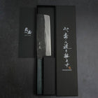 Nakiri Blue Steel #1 Kurouchi Dark Blue Urushi Handle 165mm (6.5”)-[Musashi]-[Japanese-Kitchen-Knives]